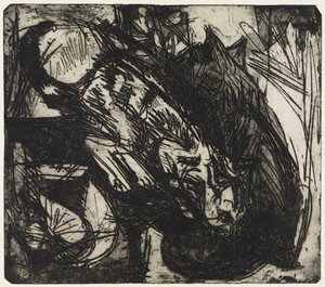 Zwei Katzen/Berghäuser - Stafelalp von Ernst Ludwig Kirchner