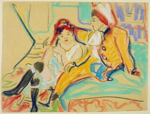Zwei Mädchen auf einem Divan von Ernst Ludwig Kirchner