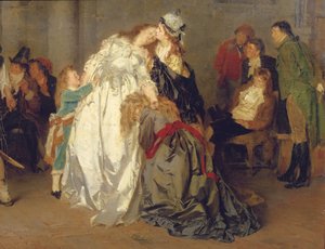 König Ludwig XVI. von Frankreich verabschiedet sich von seiner Familie im Tempelgefängnis (Detail), 1873 von Ernst Meisel