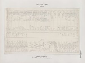 Zeichnung des Deckenbildes in der Sarkophaghalle, 19. Dynastie, Theben, Biban-el-Muluk, Neues Reich, Illustration aus "Denkmäler Ägyptens und Äthiopiens...", von Richard Lepsius von Ernst Weidenbach