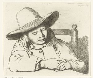 Schlafender Junge mit Hut von Ernst Willem Jan Bagelaar