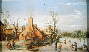 Ein Dorf im Winter, 1623 von Esaias I van de Velde