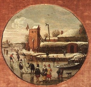 Winterlandschaft mit Schlittschuhläufern von Esaias I van de Velde