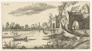Landschaft mit einem Fluss und Torhaus von Esaias van de Velde