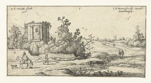 Landschaft mit Ruine eines römischen Tempels