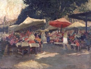 Belebter Markt an einem Sommertag