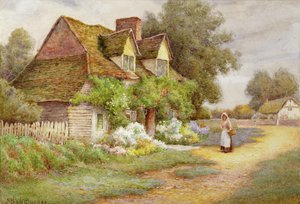 Vor dem Cottage von Ethel Hughes