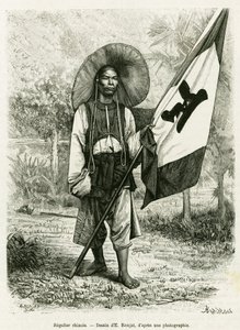 Chinesische Herrschaft. Gravur von E. Ronjat, nach einer Fotografie, zur Illustration der Geschichte Trente mois au Tonkin, 1884, von Dr. Hocquard, in Le Tour du monde 1889, unter der Leitung von Edouard Charton (1807-1890), Hachette, Paris. von Etienne Antoine Eugene Ronjat