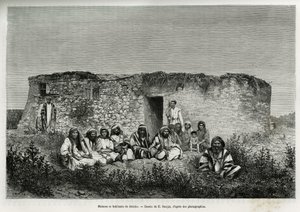 Häuser und Bewohner von Jericho (Westjordanland). Gravur von E. Ronjat, zur Illustration der Geschichte Syrien heute, von M. Lortet, Dekan der Medizinischen Fakultät von Lyon, beauftragt mit einer wissenschaftlichen Mission durch das Bildungsministerium, v von Etienne Antoine Eugene Ronjat