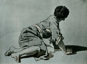 Studie eines hockenden Jungen auf dem Boden von Etienne Aubry