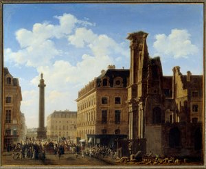 Place Vendome und die Rue de Castiglione mit den Ruinen der Kirche des Feuillants. Gemälde von Etienne Bouhot (1780-1862) 1808 Paris, Musee Carnavalet von Etienne Bouhot