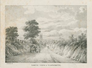 Tamworth - Fernansicht von Norden: Lithographie, undatiert [1796-1865]