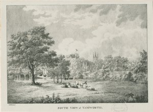 Tamworth - Fernansicht von Süden: lithografiert, undatiert [1796-1865]