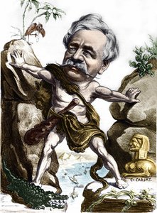 Ferdinand de Lesseps (1805-1894), französischer Diplomat und Verwalter am Suezkanal. Karikatur von Carjat.