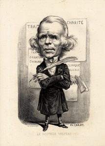 Flugblatt - Illustration von Etienne Carjat (1826-1906): Medizin, Gesundheit, Wohltätigkeit, Anatomie, Plakate - Chirurg, Velpeau Alfred (1795-1867)