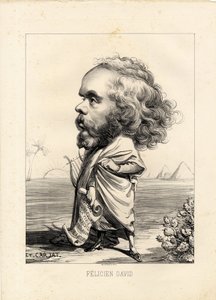 Flugblatt - Illustration von Etienne Carjat (1826-1906): Ägypten, Lyra, Pyramiden - David Felicien (1810-1876)