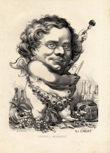 Flugblatt - Illustration von Etienne Carjat (1826-1906): Obeite, Foie gras - Monselet Charles (1825-1888)