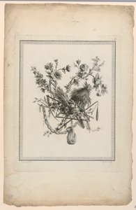 Trophäe mit Erntewerkzeugen, Platte 6 aus "Suite de différentes Attributs, Trophées, et Groupes de Fleurs," Suite II von Etienne Claude Voysard