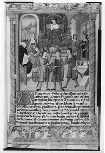 Heinrich VI. (1421-71) und Pierre Cauchon (1371-1442) Bischof von Beauvais und Lisieux, aus dem Manuskript von Diane de Poitiers (sw Foto)