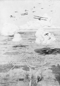 Französisches Geschwader am Ziel, Fabriken am Flussufer, 1918, 1926 von Etienne Cournault
