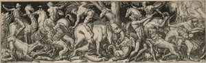 Kampf von Menschen und Tieren von Etienne Delaune