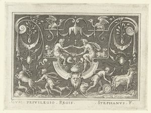 Esau verkauft sein Erstgeburtsrecht an Jakob (Dekorationen mit Szenen aus dem Alten Testament in einer grotesken Umrahmung) von Etienne Delaune