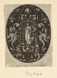 Juno, aus der Serie Grotesken auf schwarzem Grund, Göttlichkeiten und Allegorien von Etienne Delaune