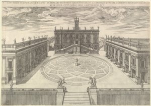 Speculum Romanae Magnificentiae: Blick auf das römische Kapitol, 1569 von Etienne Duperac