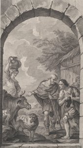 Die Kapelle der Enfants-Trouvés in Paris: Gruppe der Hirten vor einer Hütte, 1757
