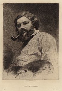 Gustave Courbet, französischer Maler der Realismusbewegung. Radierung von Etienne Gabriel Bocourt