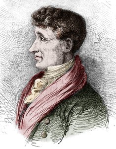 Porträt von Joseph Joubert (1754-1824), französischer Schriftsteller. Gravur von Bocour in „Le Magasin pittoresque“.