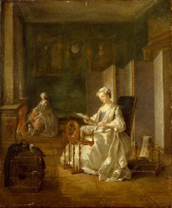 Innenraum mit zwei Frauen, späte 1730er-frühe 1740er Jahre von Étienne Jeaurat
