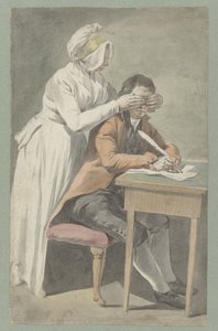 Mädchen bedeckt die Augen eines Jünglings von Étienne Jeaurat