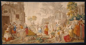 Der Freiluftmarkt, aus Dorffesten von Étienne Jeaurat