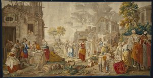 Der Freiluftmarkt, aus Dorffesten, 1775-89 von Étienne Jeaurat
