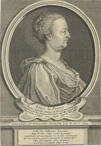 Porträt von Anne Dacier geb. Le Fèvre, 1647-1720, um 1720 von Etienne Jehandier Desrochers