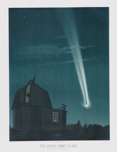 Der Große Komet von 1881, beobachtet in der Nacht vom 25. auf den 26. Juni, um 1:30 Uhr, aus The Trouvelot Astronomical Drawings 1881, veröffentlicht 1881