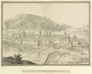 Die Stadt Chambéry, Hauptstadt von Savoyen: Blick auf die Stadt Chambéry, Hauptstadt von Savoyen, 1618