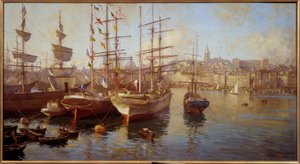 Orange Balacelles. (Ansicht des Hafens von Marseille) von Etienne Philippe Martin