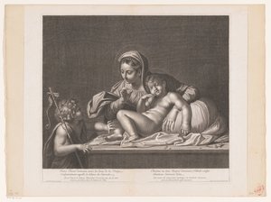 Maria mit schlafendem Christus mahnt Johannes den Täufer zur Stille von Etienne Picart