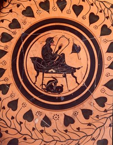 Ein Leierspieler - Schwarzfigurige Keramikvase aus Falerii Veteres, 6. Jahrhundert v. Chr. von Etruscan
