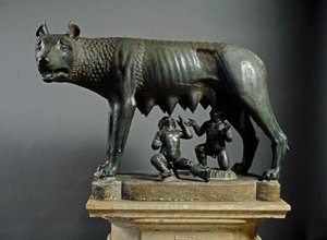 Kapitolinische Wölfin, Skulptur etruskischen Ursprungs aus dem Jahr 500 v. Chr. (Bronze)