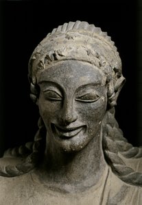 ETRUSKISCHE KUNST: Apollo (Detail). ca. 510-490 v. Chr. Aus Veius, Heiligtum von Etruscan