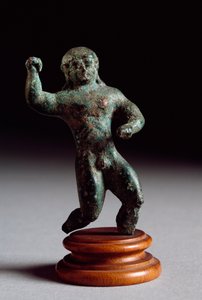 Etruskische Kunst: Bronzestatuette eines Athleten aus der Veneziana Fonte. 520-500 v. Chr. Dim. 6 cm Florenz, Archäologisches Museum