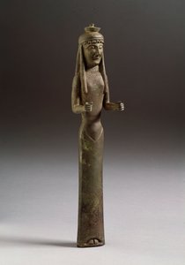 Etruskische Kunst: Figur eines Opfernden. Bronzeskulptur aus Italien, 550 v. Chr. Florenz, Museo Archeologico von Etruscan