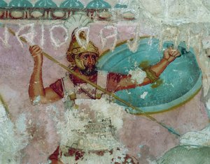 Etruskische Zivilisation, Malerei des Sarkophags der Amazonen, aus Tarquinia
