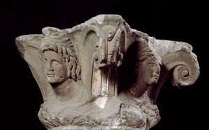 Etruskische Zivilisation: dekorierte Säulenkapitelle aus dem Grab Campanari in Vulci, Italien. Ende 4., Anfang 3. Jahrhundert v. Chr. Florenz, Museo Archeologico