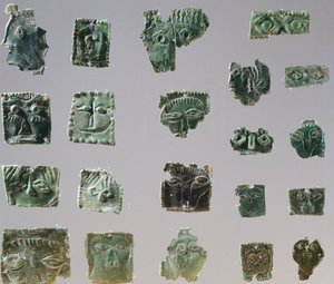 Ex-voto in Bronzeplatte, Augen darstellend. Artefakte aus dem Heiligtum von Reithia Este (Venetien). Etruskische Zivilisation, 5.-4. Jahrhundert v. Chr.