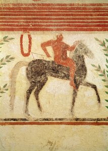 Reiter, linke Seite, aus dem Grab des Barons, ca. 500 v. Chr. (Wandmalerei)