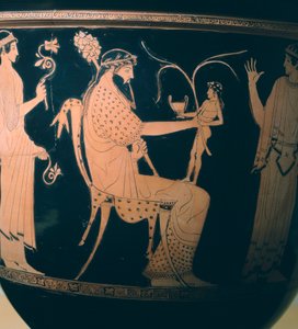 Krater (große Vase) vom Altamura-Maler, Detail zeigt Dionysos. Rotfigurige Keramik. Etruskische Zivilisation, 5.-4. Jh. v. Chr. von Etruscan